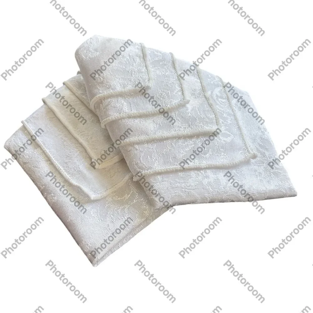 Set of 4 White Royal Damask Vintage 1950s Retro Dinner Napkins 16.5” Square MCM